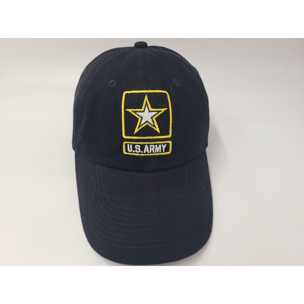 Vintage US Army Eagle Crest Adjustable Hat Cap United States USA Military Black